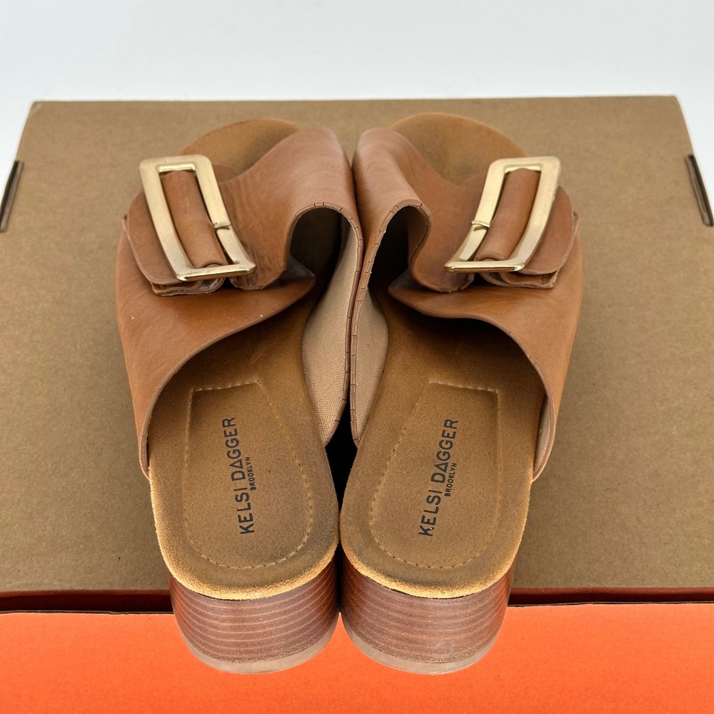 Kelsi Dagger Dover Light Saddle Platform Leather Brown Sandals Women's 9 - Picture 4 of 11